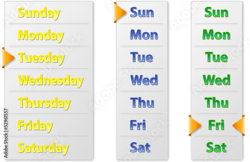 Set Abstract Weekly Calendars With Arrow Pointer