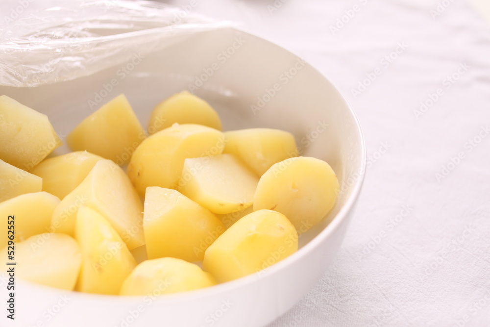 freshness potato in bowl steamed by Microware