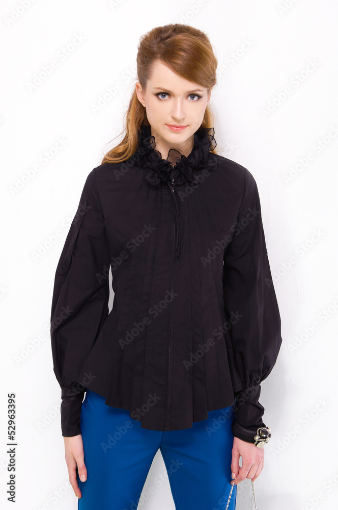 fashion shot of girl posing in studio fashion shot of girl posing in studio