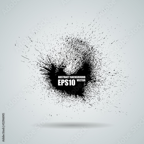 Vector black banner with ink splashes