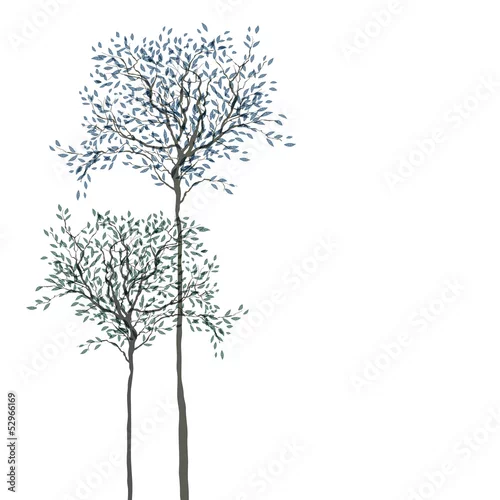 Naklejka na ścianę Drzewa w tle. Pień i liście w osobnych warstwach. Vecto