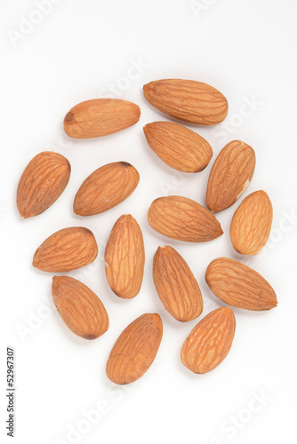 Almonds on White Background