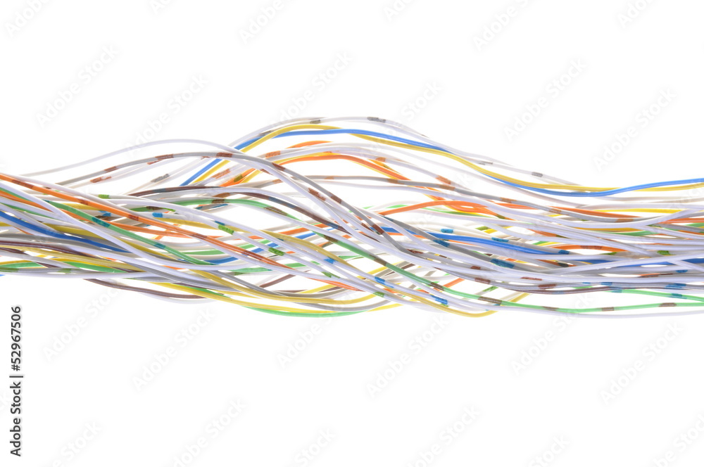 Colored cable isolated on white background Colored cable isolated on white background