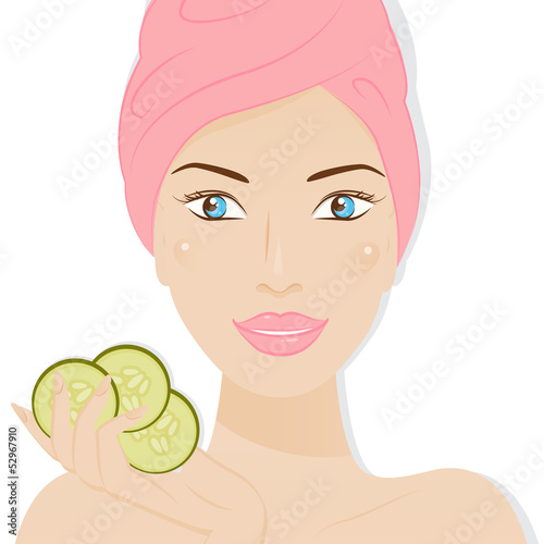 Spa.   Care skin of face beautiful woman.