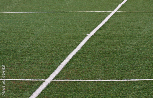 Center circle of a soccer field before the football match