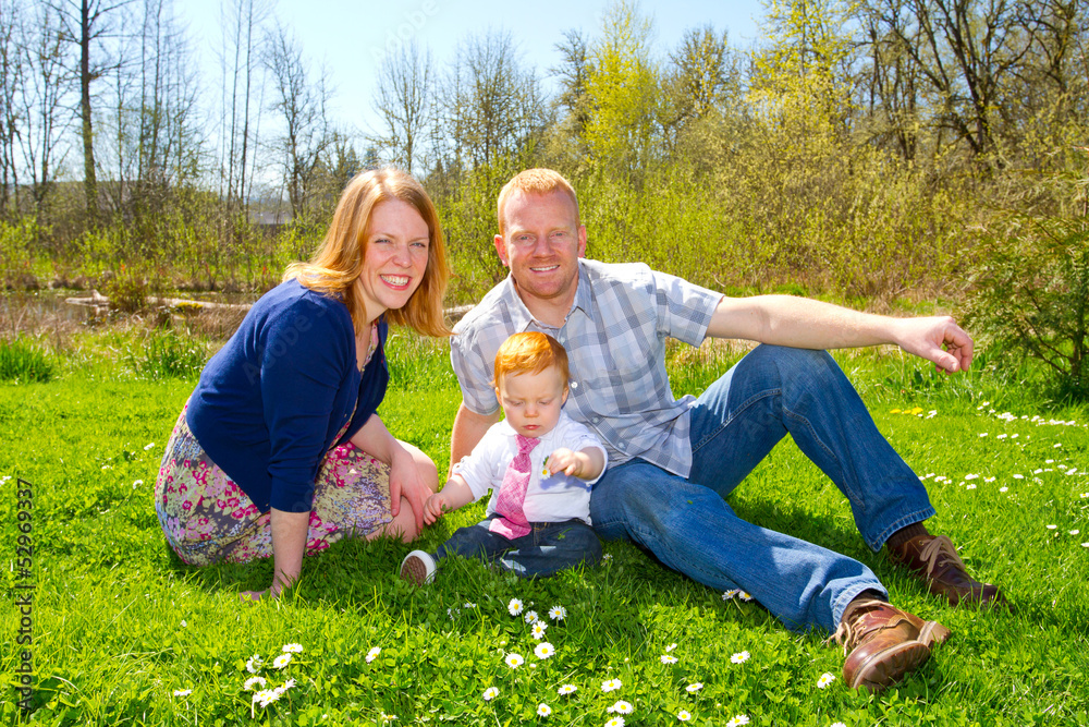 Fototapeta premium Family of Three at Park