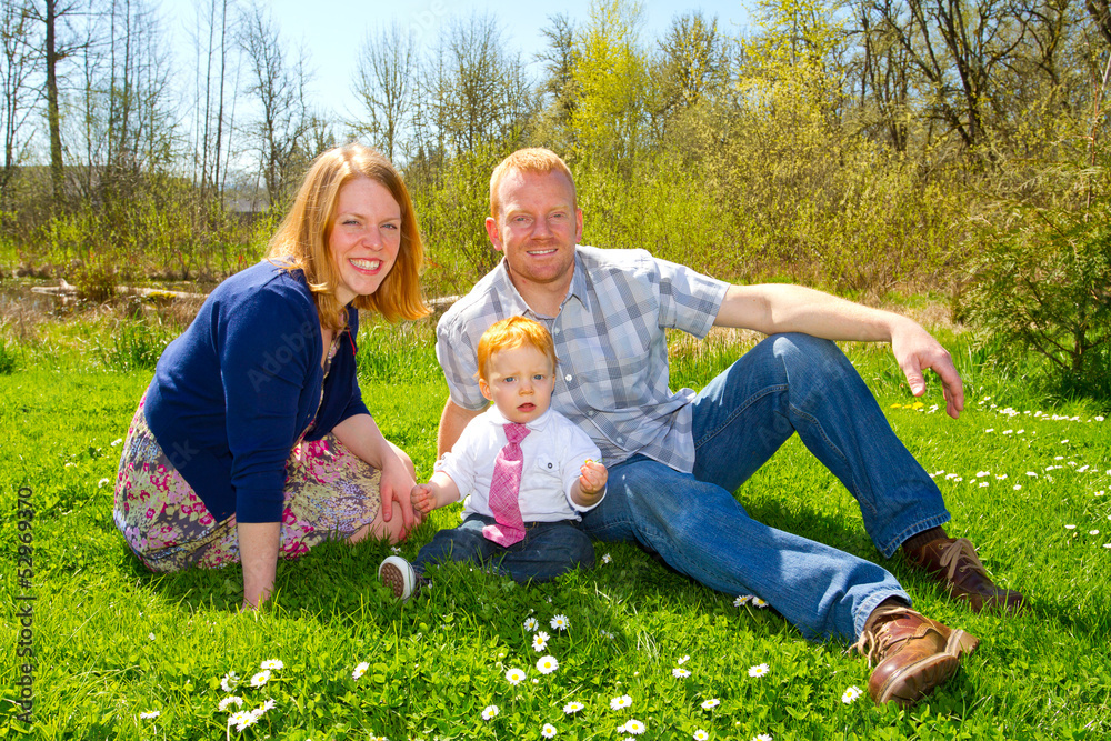 Fototapeta premium Family of Three at Park