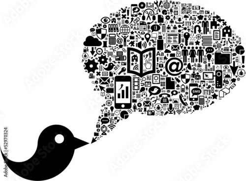 Bird with Social Media icons