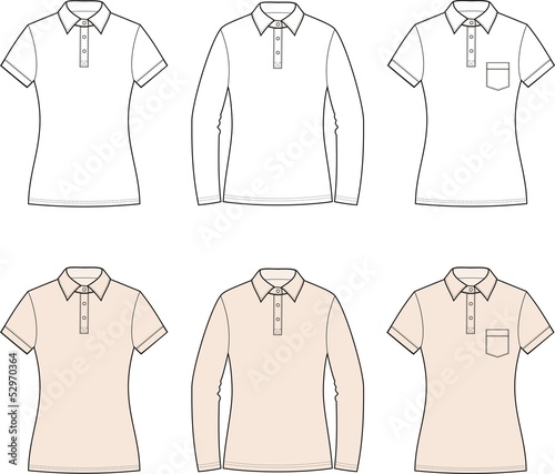 Vector illustration of women's polo t-shirts