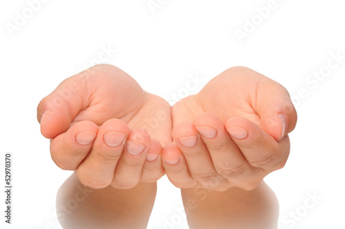 Hands of young woman isolated