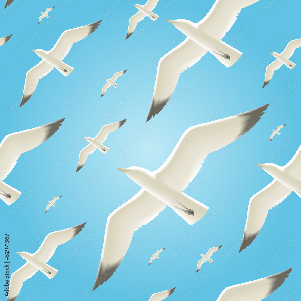 Naklejka premium Vector seamless background with seagulls
