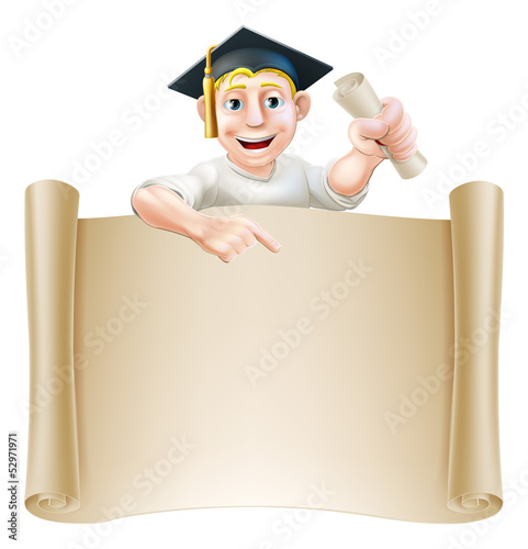 Graduate and scroll banner ...