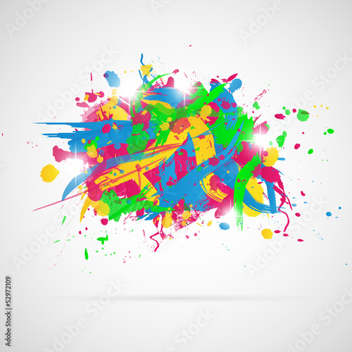 Abstract background with paint splashes. Vector illustration.