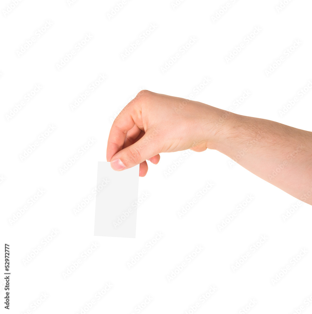 Calling card in a hand isolated Calling card in a hand isolated