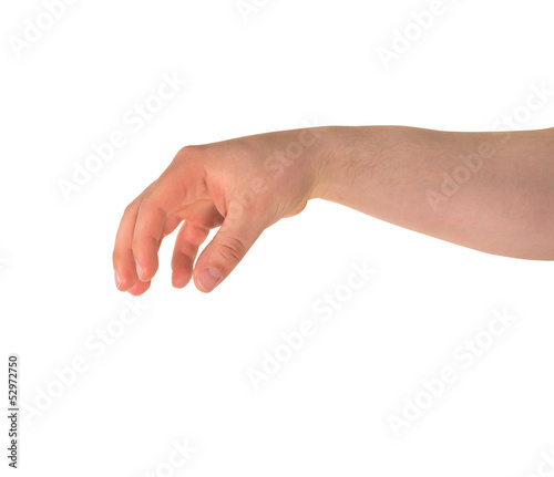 Holding with fingers hand gesture isolated