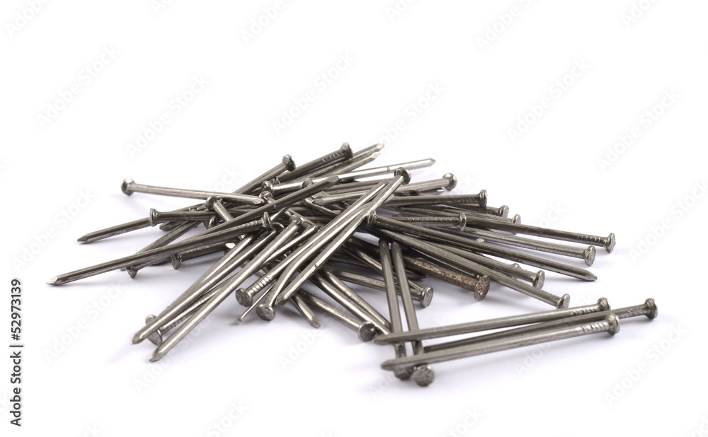 Pile of metal nails isolated Pile of metal nails isolated