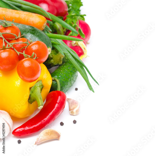 seasonal fresh vegetables isolated on white background