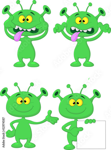 Cute geen alien cartoon collection set