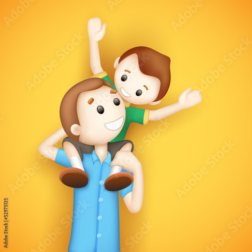 Father giving Boy Piggy Back Ride