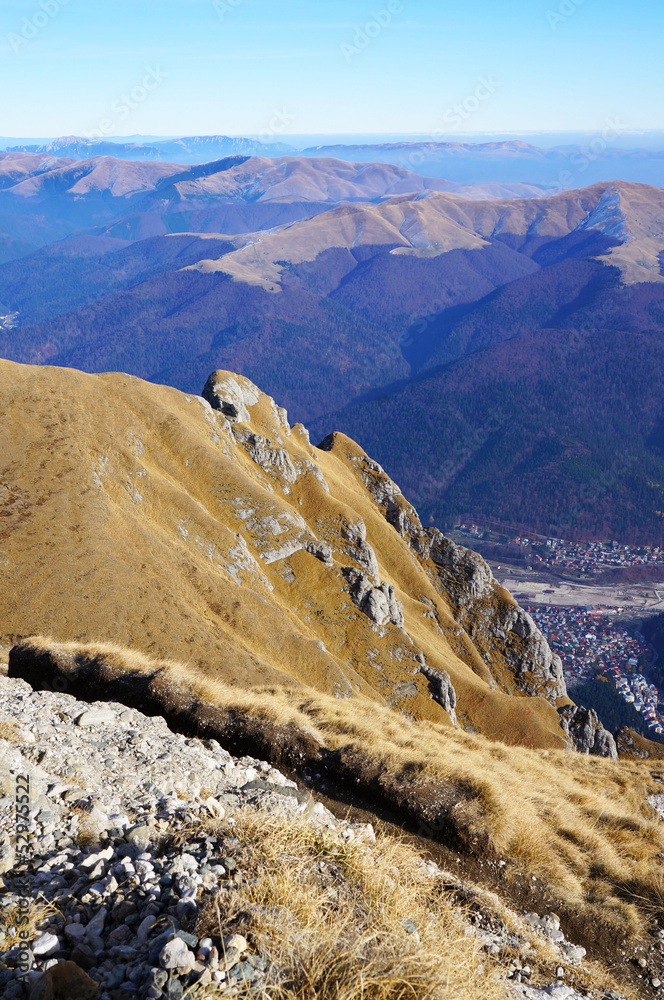 Panoramic view from Bucegi Mountains in Romania