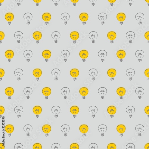 Seamless vector pattern light bulbs on grey background
