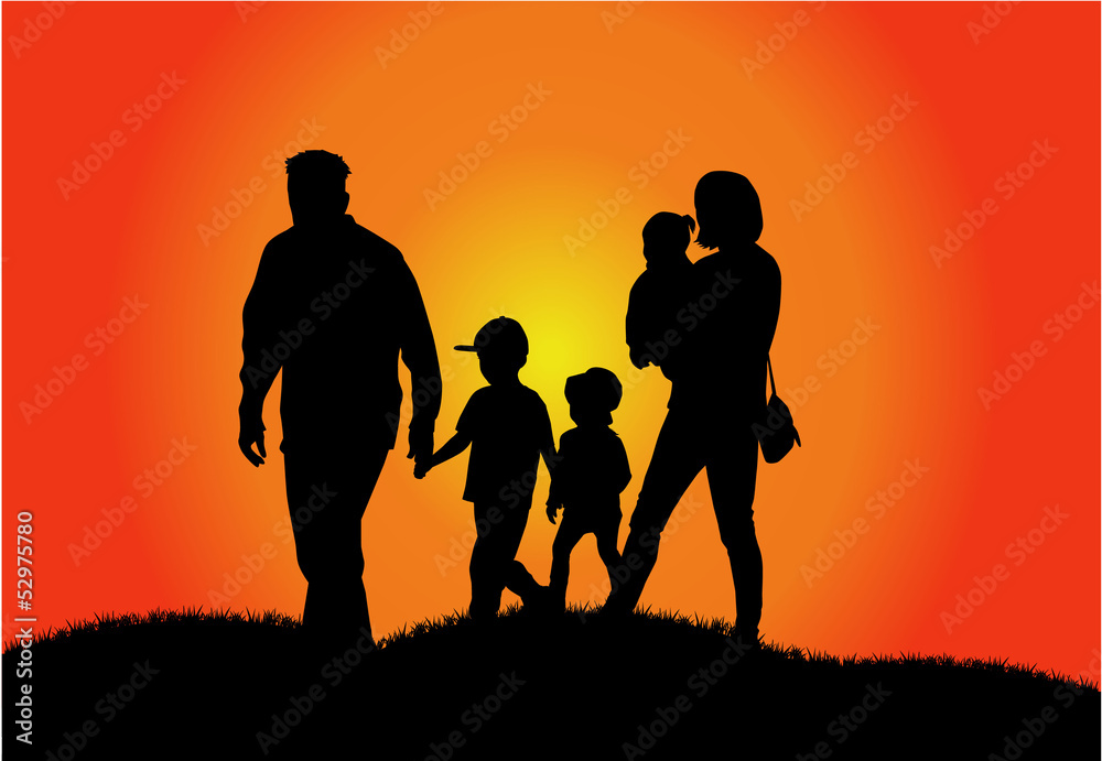 happy family and a beautiful sunset happy family and a beautiful sunset