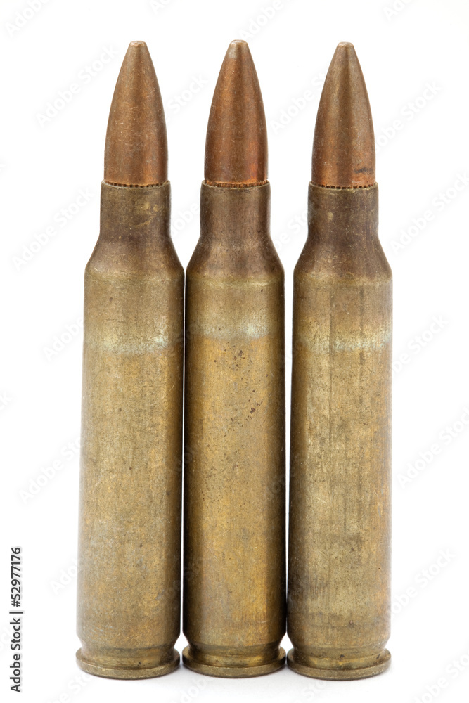 Three 5.56 Cartridges and Bullets Three 5.56 Cartridges and Bullets