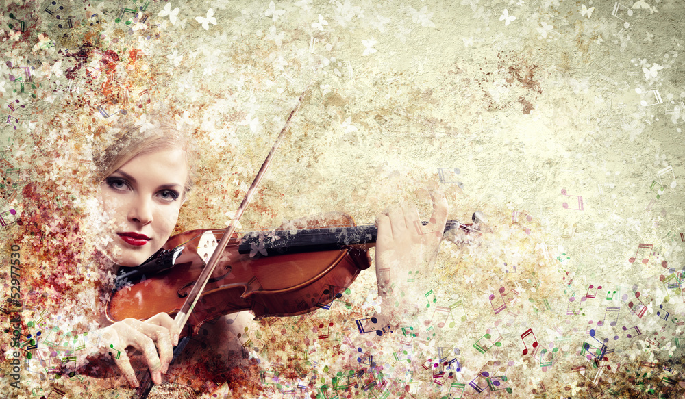 Gorgeous woman playing violin