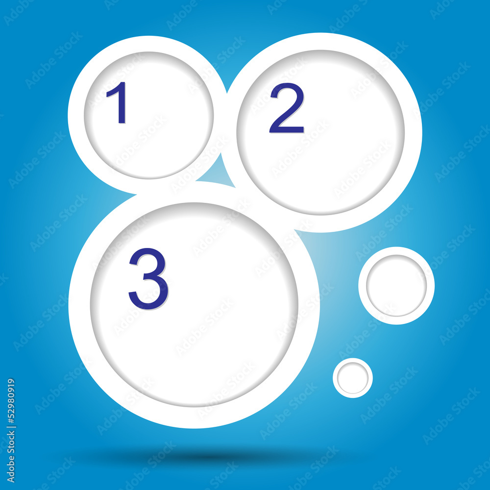 Round labels with numbers on blue background. Round labels with numbers on blue background.