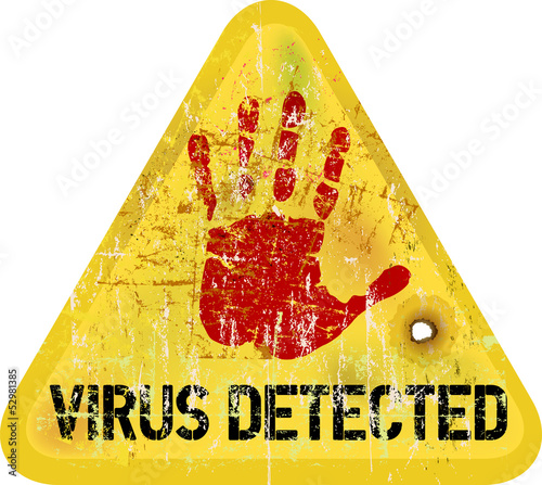 computer virus warning sign, vector