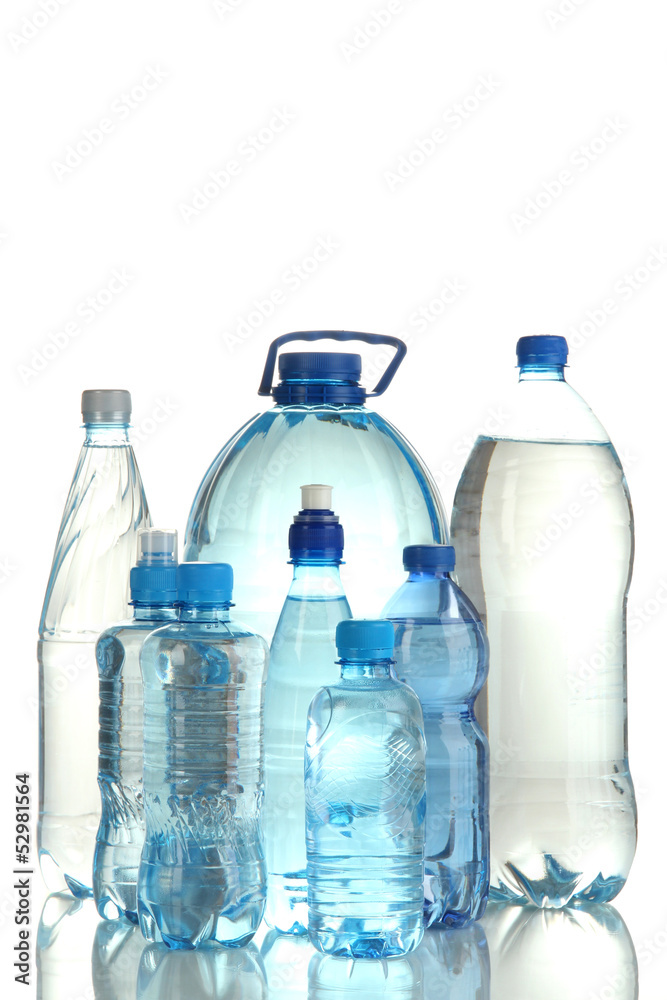 Different water bottles isolated on white Different water bottles isolated on white