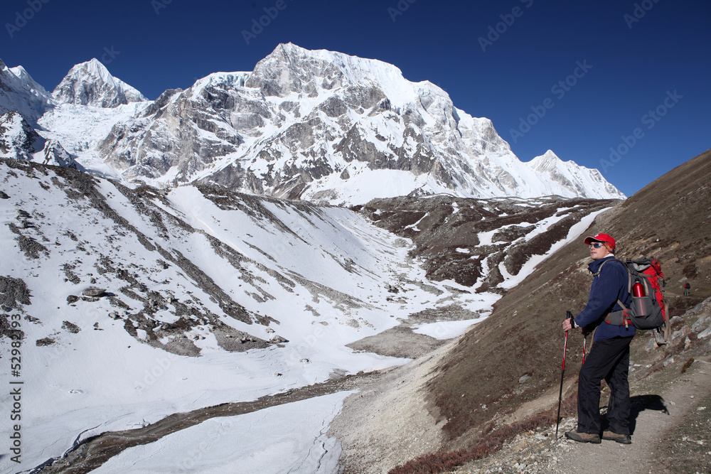 hiker in mountains