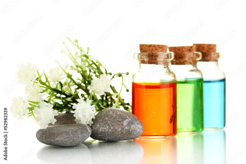Bottles with basics oils isolated on white Bottles with basics oils isolated on white