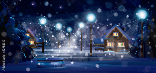 Vector of winter landscape. Merry Christmas!