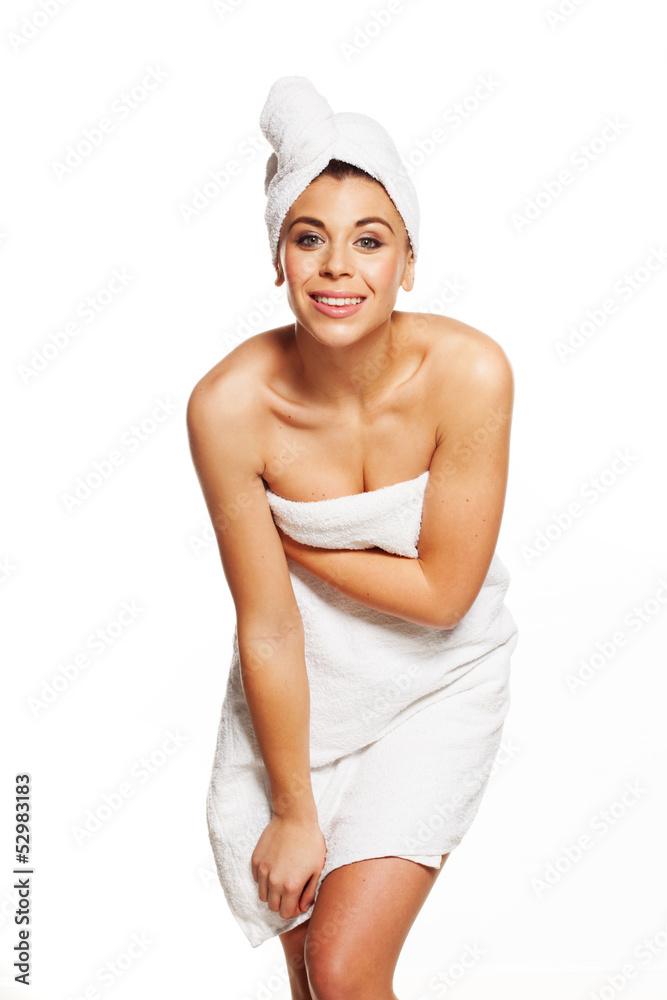 Sexy and shy woman getting out of the bath Sexy and shy woman getting out of the bath