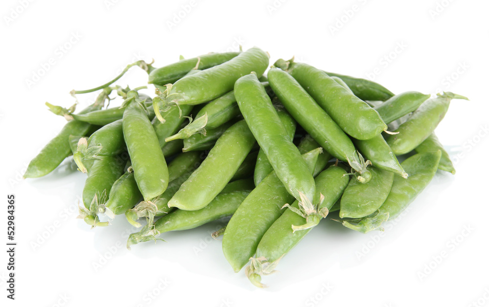 Sweet green peas isolated on white Sweet green peas isolated on white