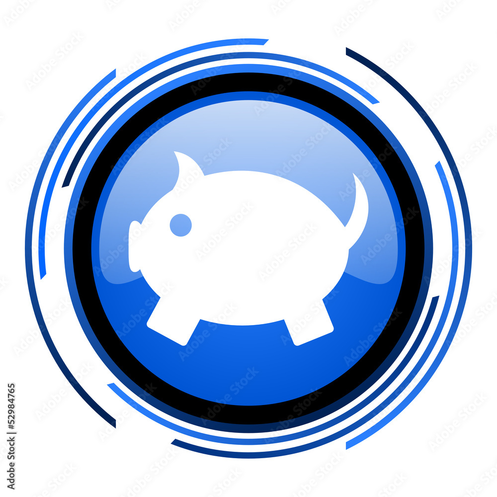 piggy bank circle blue glossy icon piggy bank circle blue glossy icon