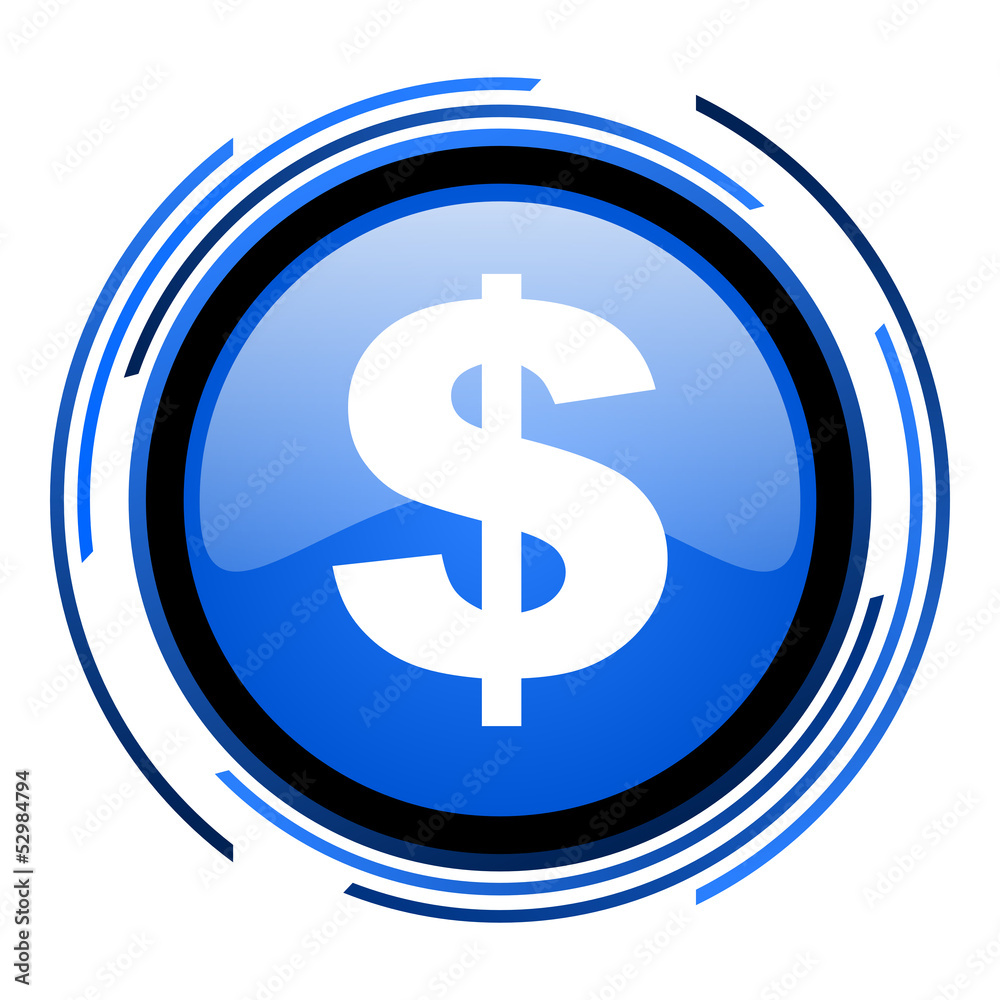 Obraz premium us dollar circle blue glossy icon