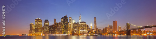 New York City, USA colorful night skyline panorama