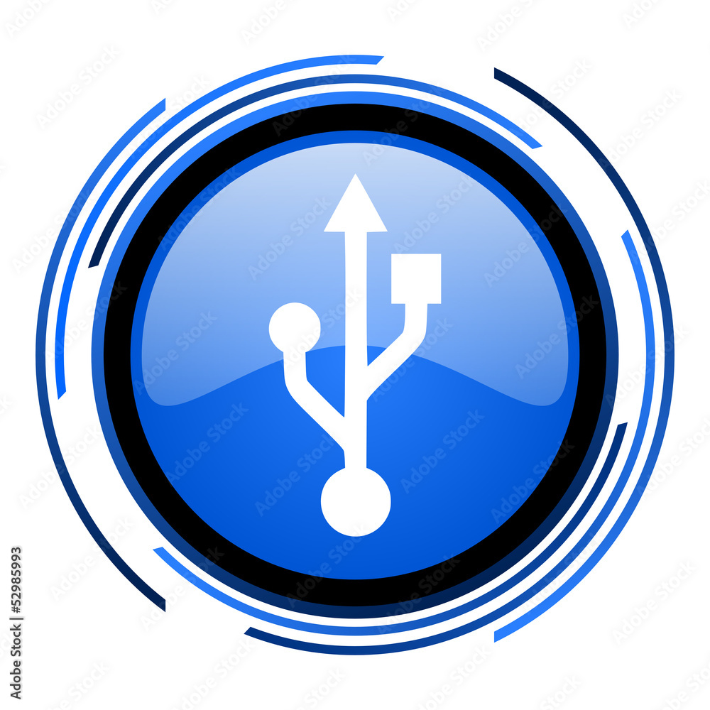 usb circle blue glossy icon usb circle blue glossy icon