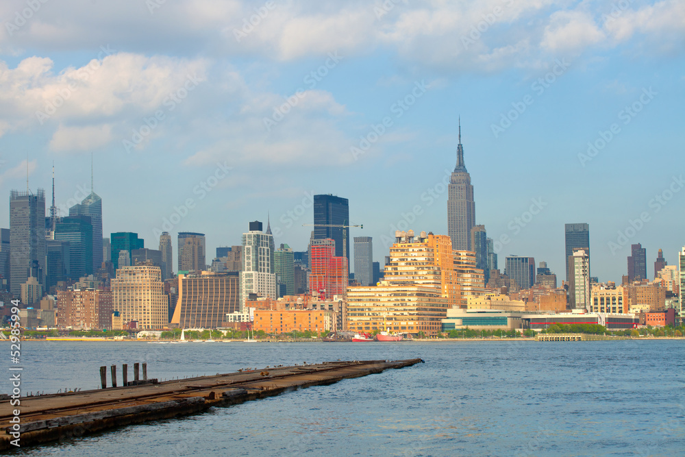 New York City, Manhattan buildings  view from harbor