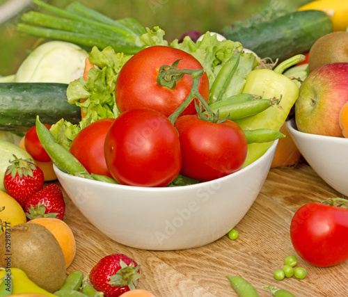 Organic vegetables and fruits - organic food (vegan food)