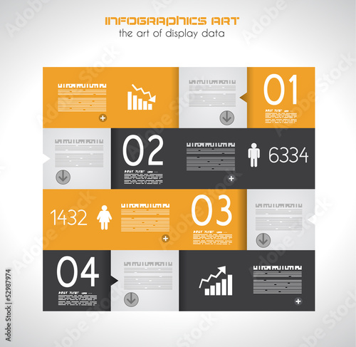 Infographic design template with paper tags.