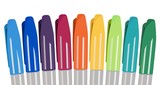 Set of colored markers at the white background