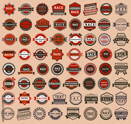 Racing badges - vintage style, big set