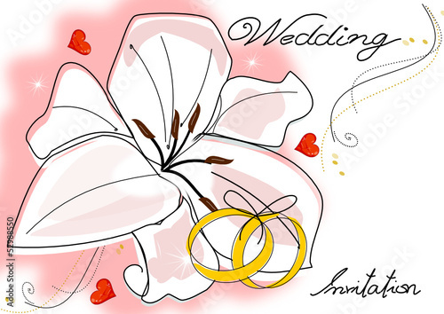 Einladung Karte Hochzeit mit Lilie