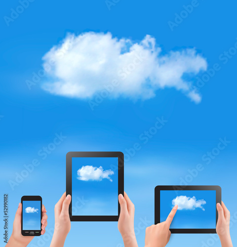 Cloud computing concept. blue sky and white cloud.