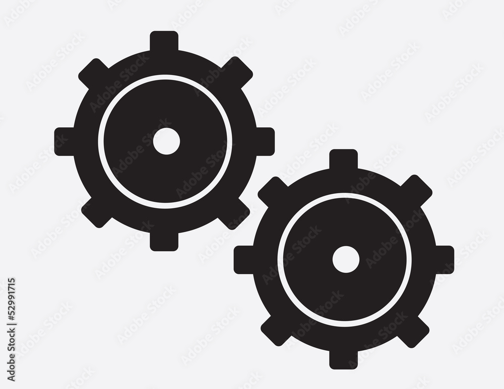 Large isolated black gears silhouette