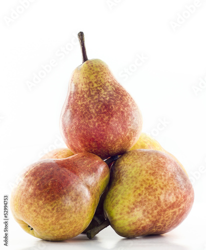 Mound of pears  in vertical direction on a white background
