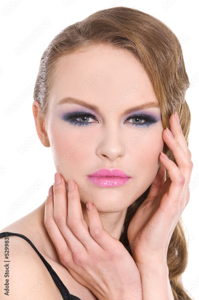 portrait of fashion girl with bright make-close up portrait of fashion girl with bright make-close up